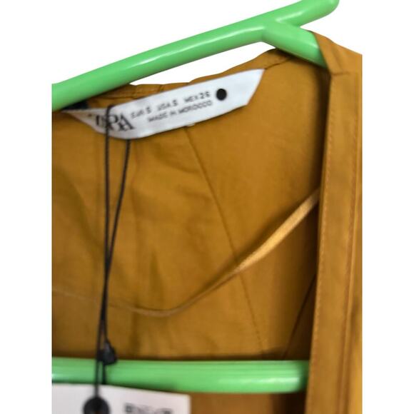 NWT Zara Women's Mustard Yellow 100% Cotton Poplin Midi Dress Size Small - Picture 5 of 7